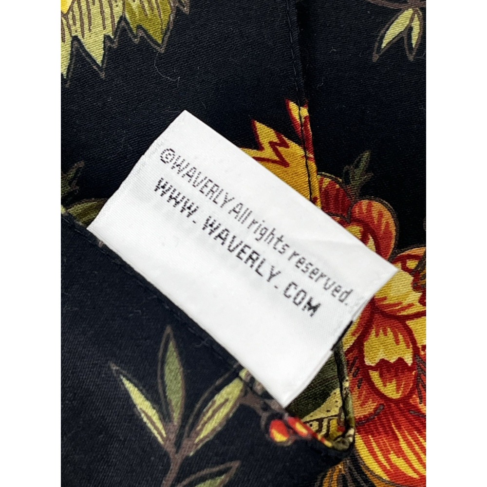 Waverly Felicite Noir Fabric Placemats SET OF 4 Black Floral Jacobean Yellow Red - Picture 6 of 8